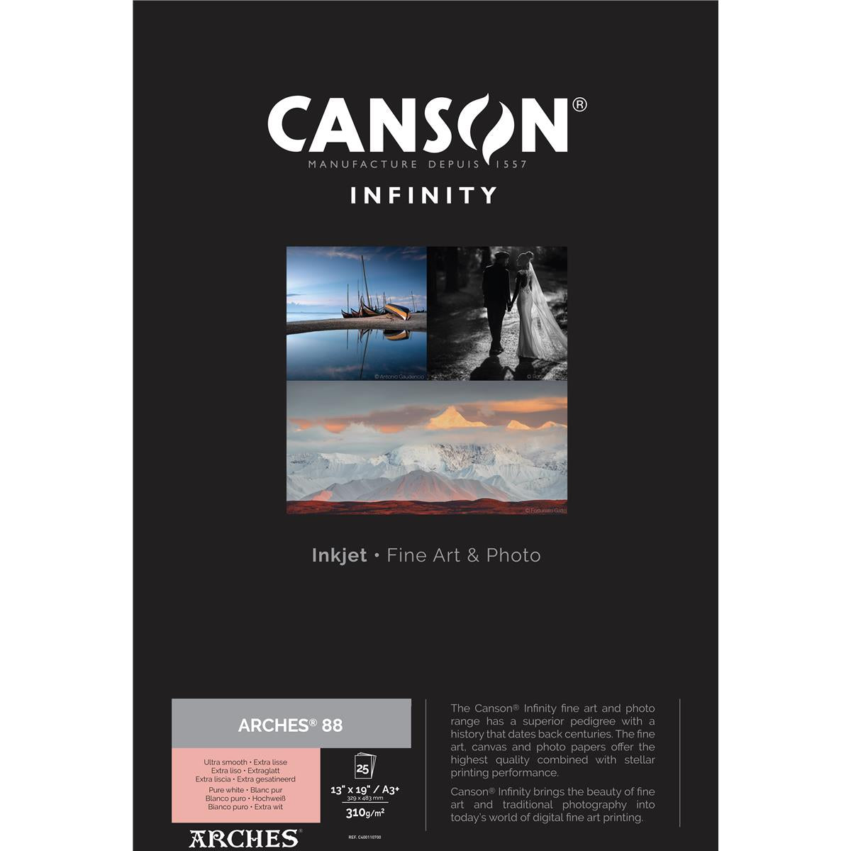 Canson, Canson Infinity Arches 88 Carta opaca, 13 x 19" - 25 fogli