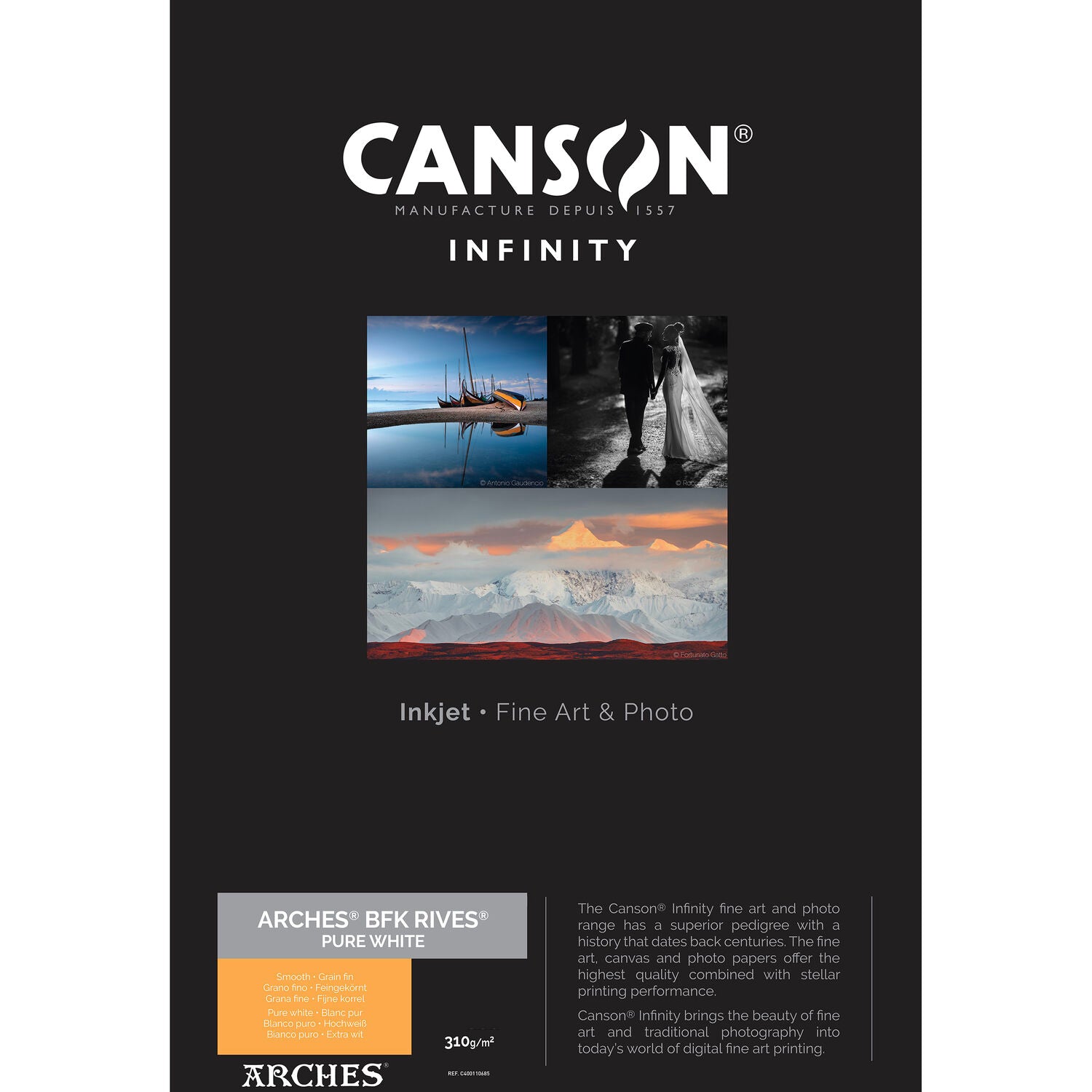 Canson, Canson Infinity Arches BFK Rives Carta fotografica bianca pura, 8,5 x 11" - 25 fogli