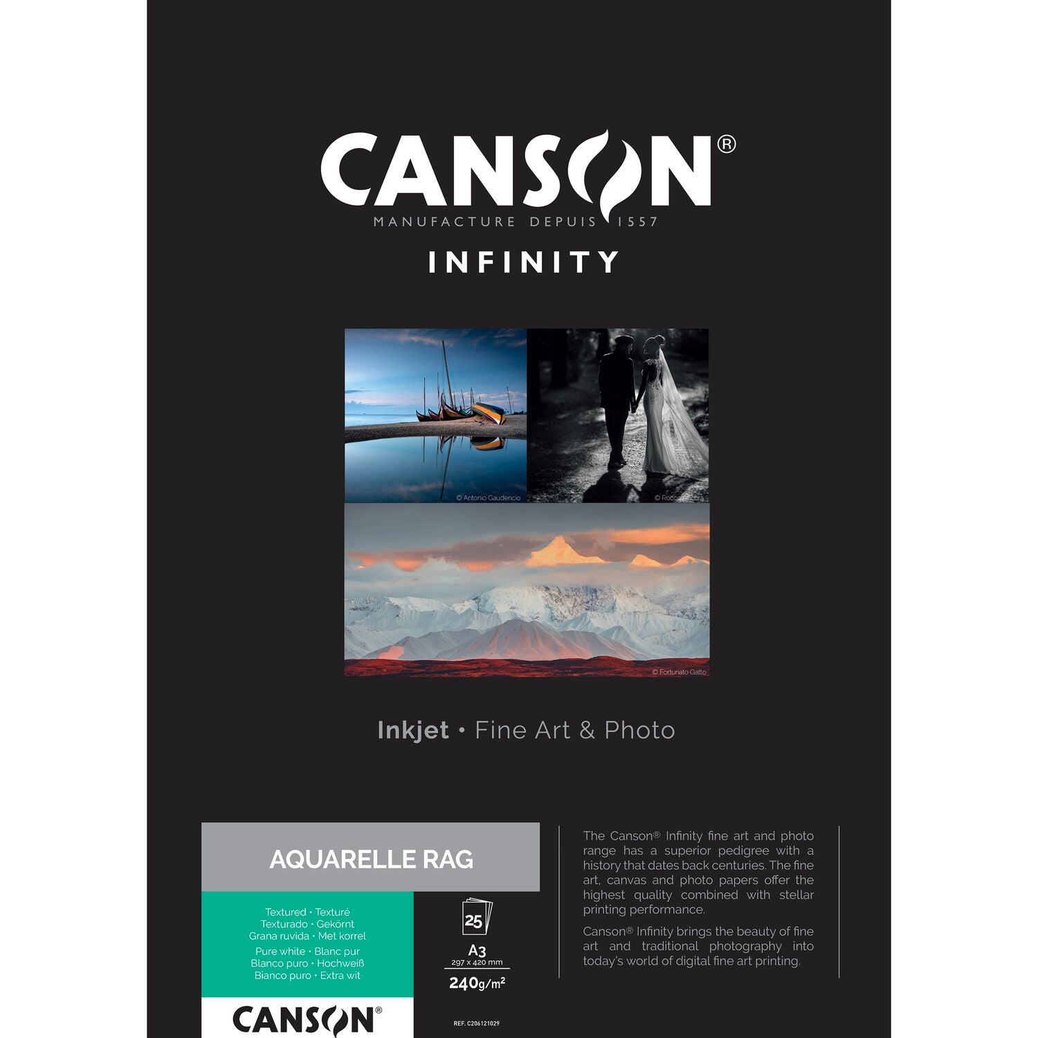 Canson, Carta Canson Infinity Arches Aquarelle Rag, 11 x 17" - 25 fogli