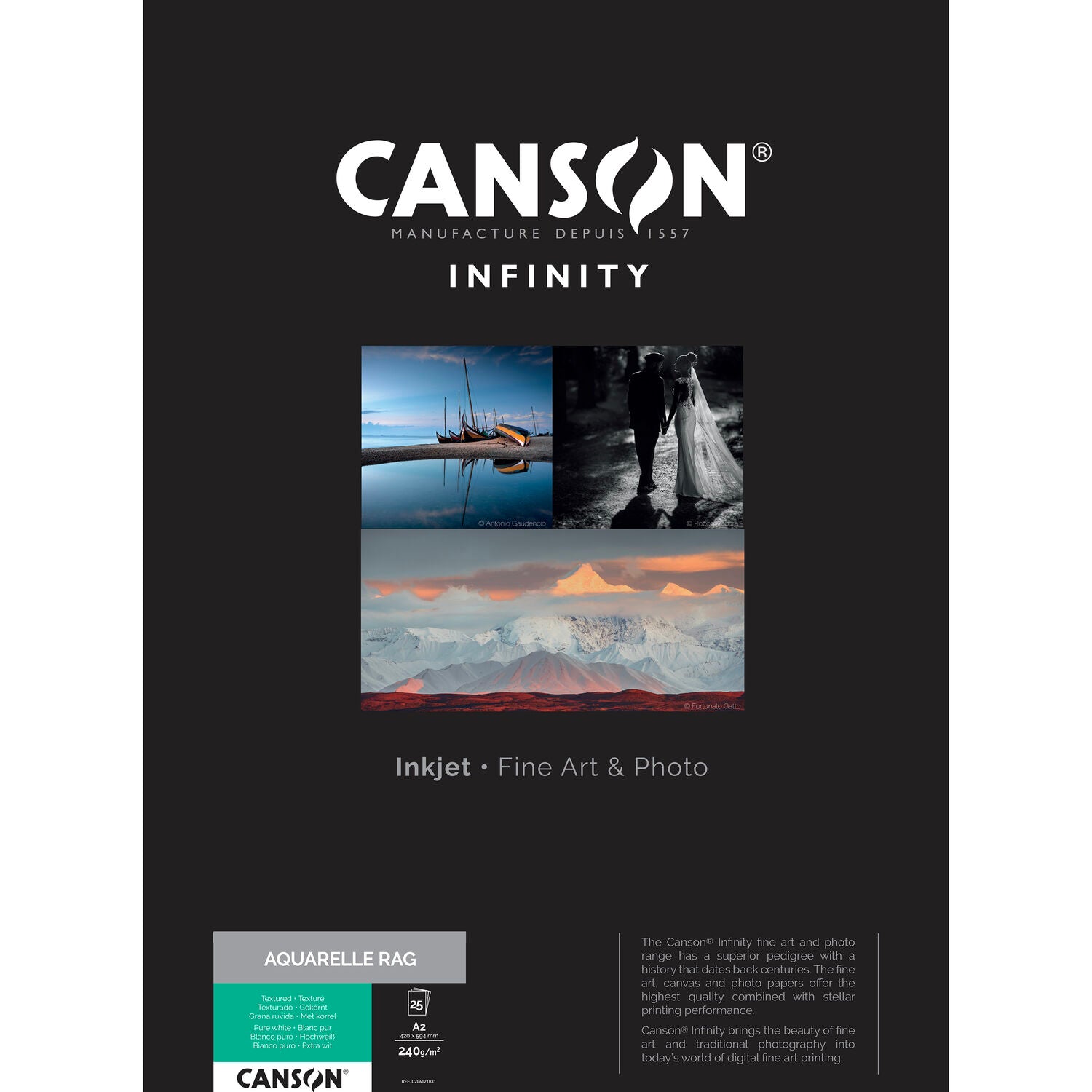 Canson, Carta Canson Infinity Arches Aquarelle Rag, 17 x 22" - 25 fogli