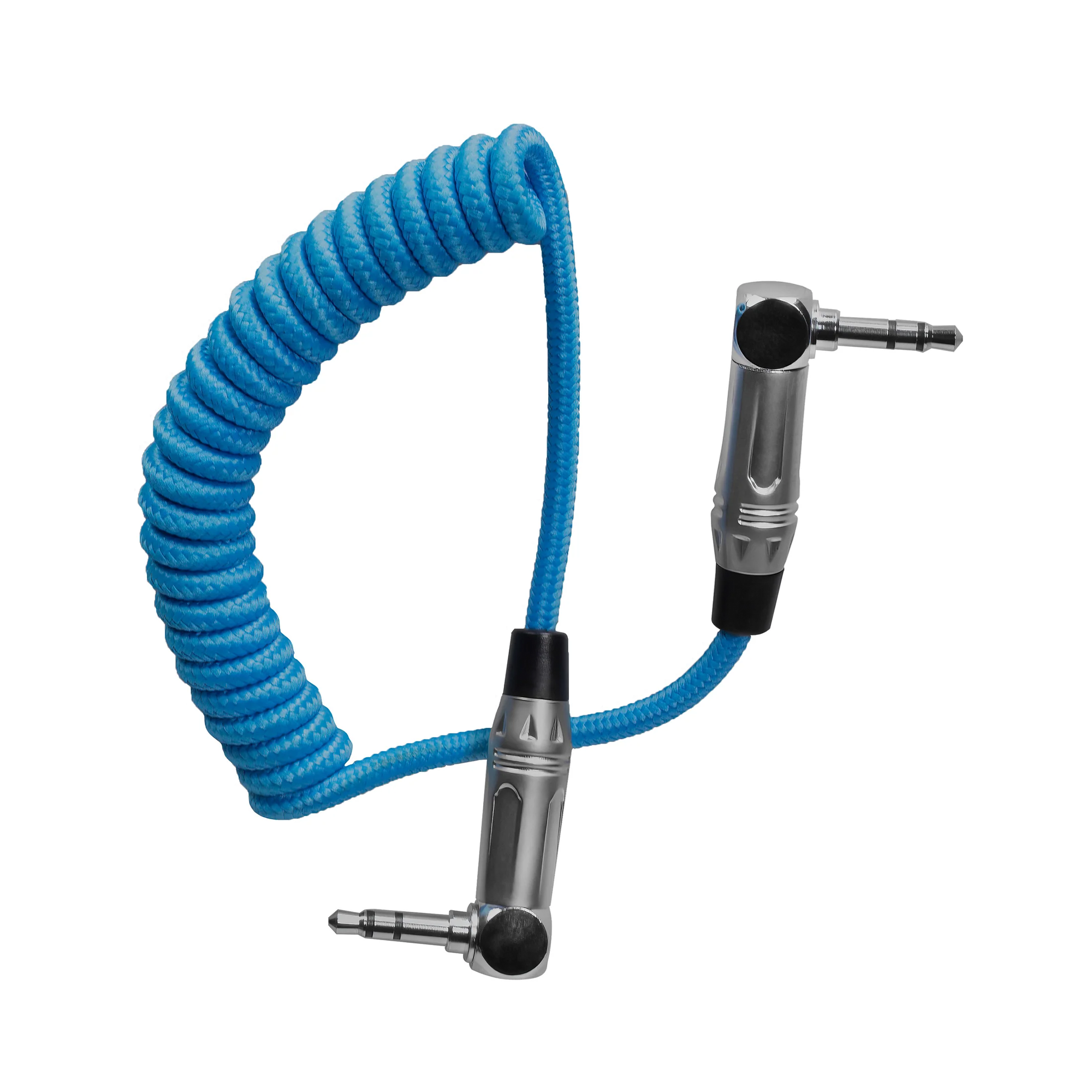 KONDORBLUE, Cavo audio stereo TRS a spirale da 3,5 mm a 3,5 mm ad angolo retto, 12-24" - Kondor Blue