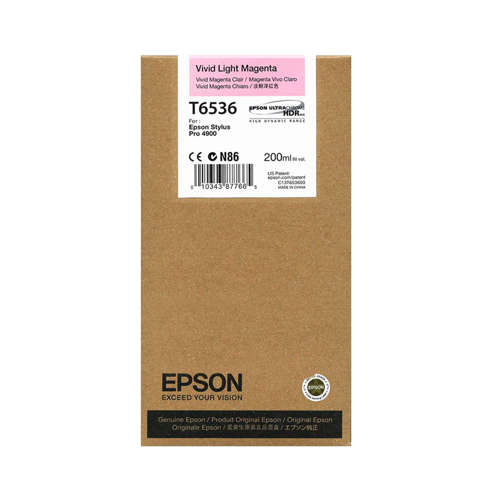 Epson, Epson T653600 Cartuccia d'inchiostro UltraChrome HDR Vivid Light Magenta per stampanti Stylus Pro 4900 - 200mL