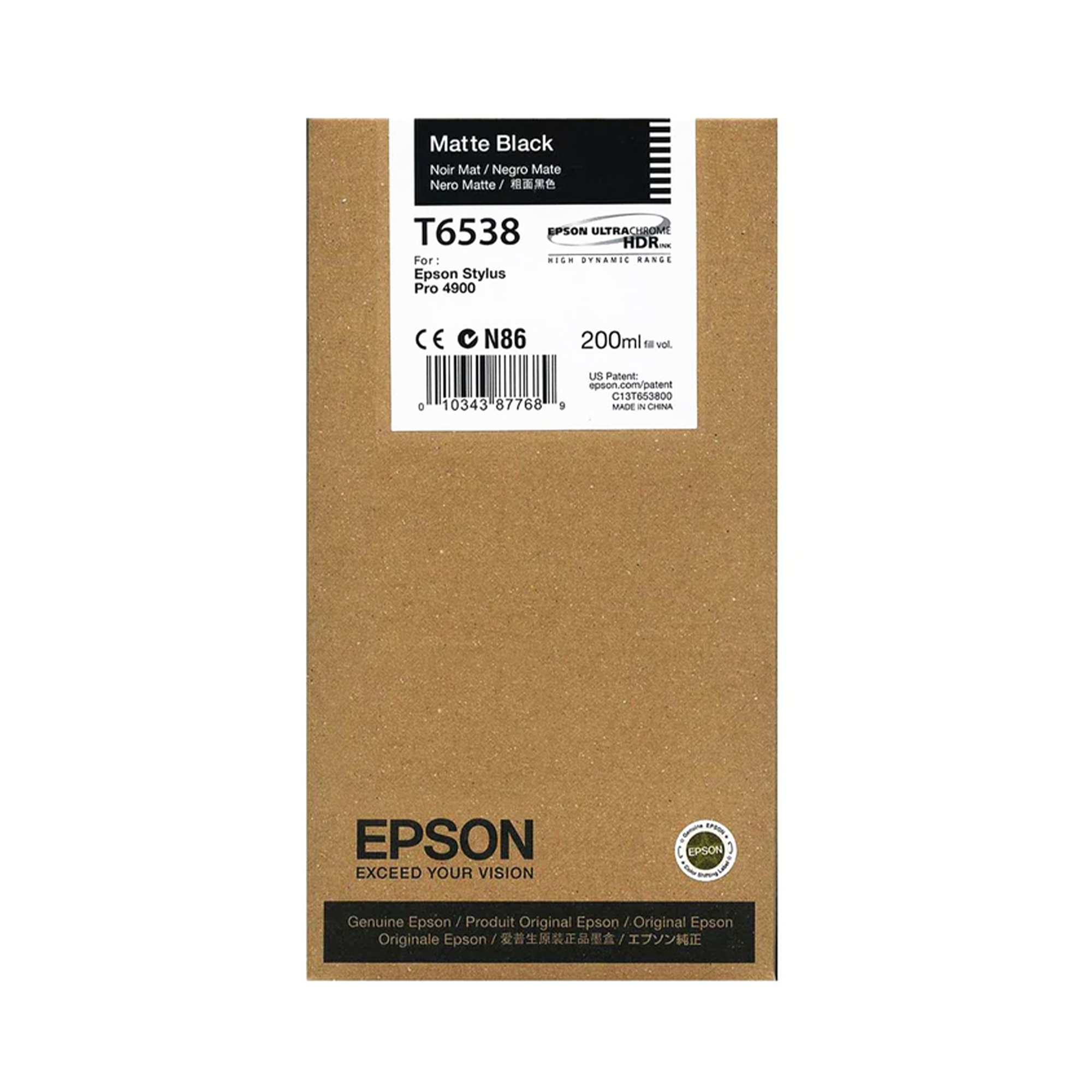 Epson, Epson T653800 Cartuccia d'inchiostro nero opaco UltraChrome HDR per stampanti Stylus Pro 4900 - 200mL