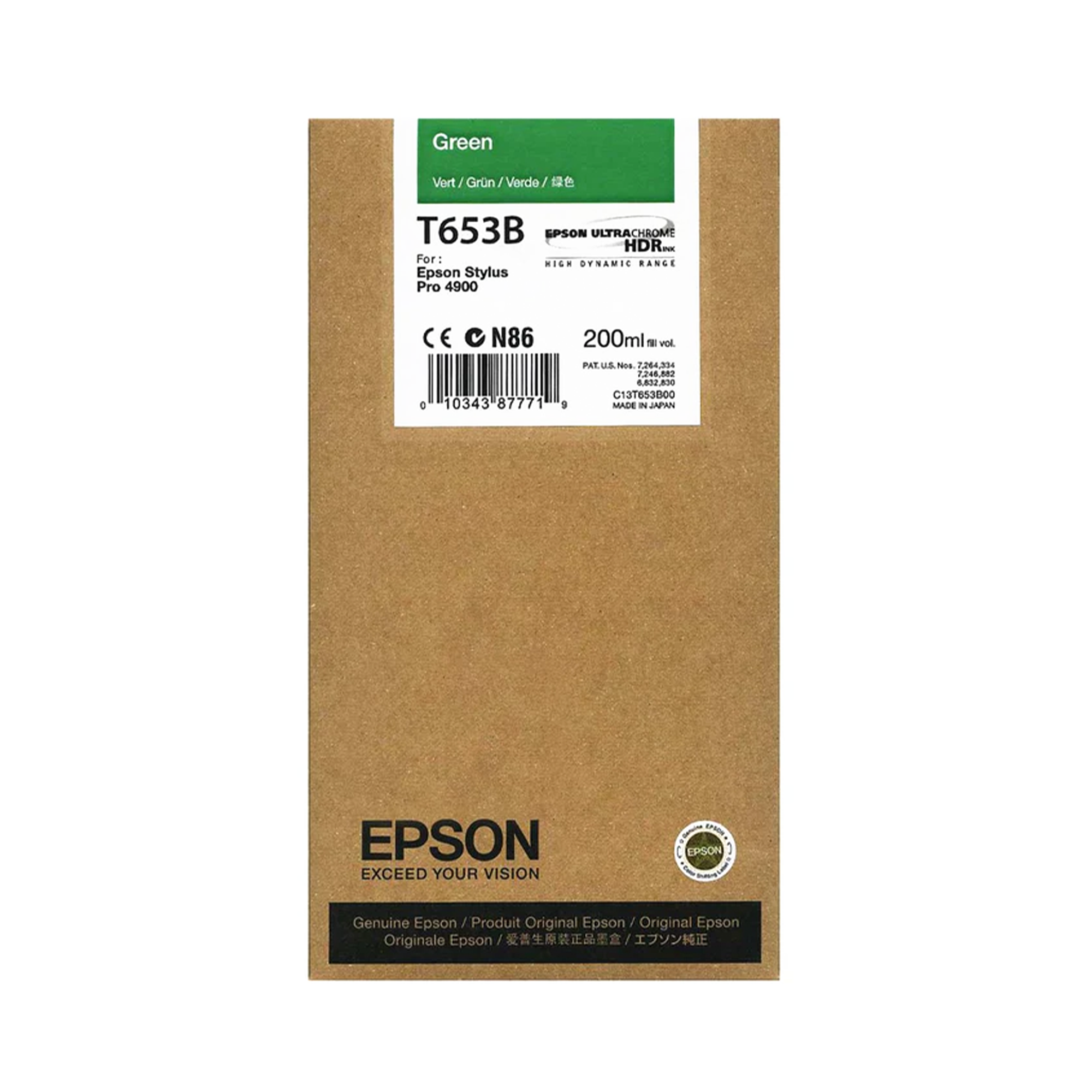 Epson, Epson T653B00 Cartuccia d'inchiostro verde UltraChrome HDR per stampanti Stylus Pro 4900 - 200mL