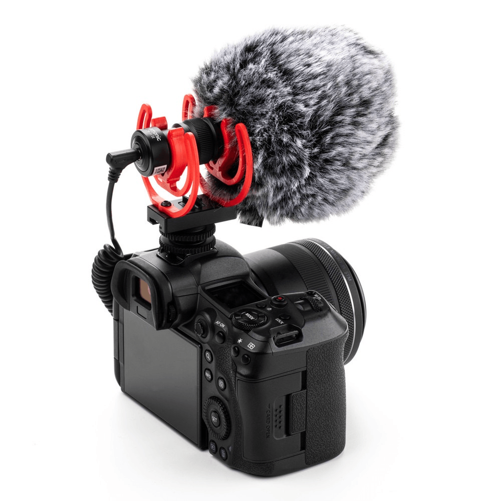 Saramonica, Microfono shotgun Saramonic Vmic Mini II per montaggio su telecamera con doppia sospensione a lira Rycote e parabrezza peloso