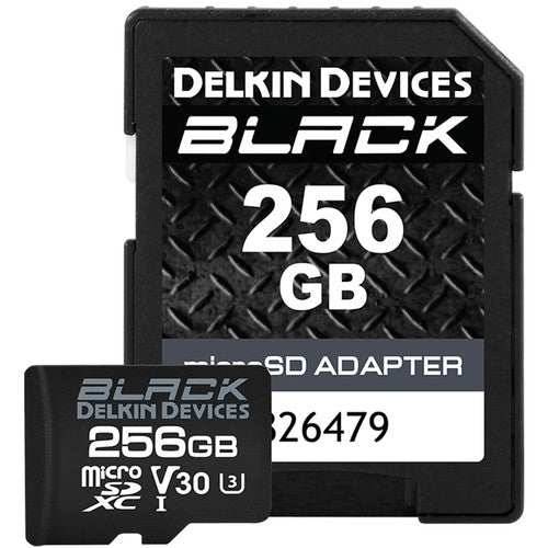 Dispositivi Delkin, Scheda di memoria microSDXC UHS-I nera da 256 GB di Delkin Devices con adattatore SD