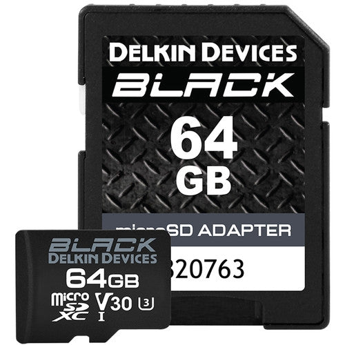 Dispositivi Delkin, Scheda di memoria microSDXC UHS-I nera da 64 GB di Delkin Devices con adattatore SD